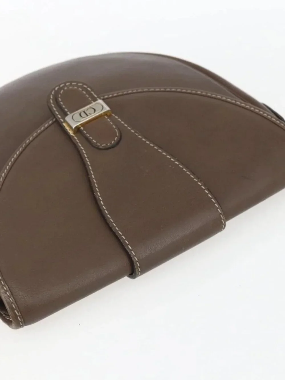 Christian Dior Shoulder Bag Leather Brown Gold Auth 151731 - Picture 7 of 16